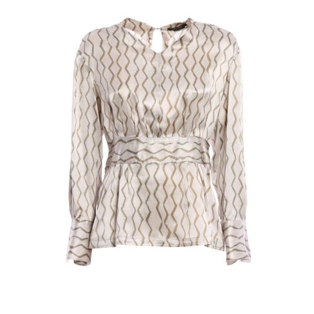 Isabel Marant Siasi 100% Silk Blouse in Beige Bohemian Chic Long Sleeve Size 42